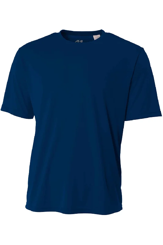 ivory basic t-shirts -A4 Youth Performance Moisture Wicking Short Sleeve Crewneck T-Shirt - Navy Blue