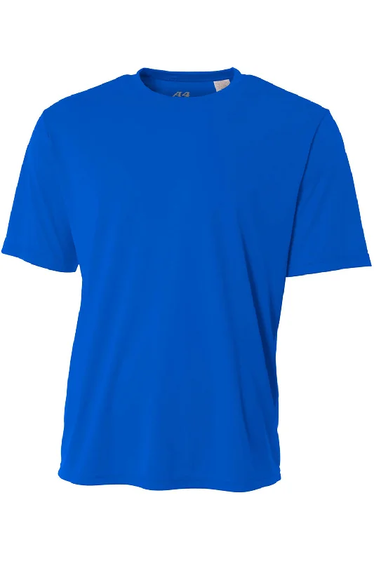 cyan workout t-shirts -A4 Youth Performance Moisture Wicking Short Sleeve Crewneck T-Shirt - Royal Blue