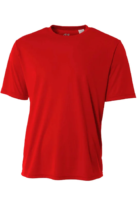 glow-in-dark t-shirts -A4 Youth Performance Moisture Wicking Short Sleeve Crewneck T-Shirt - Scarlet Red