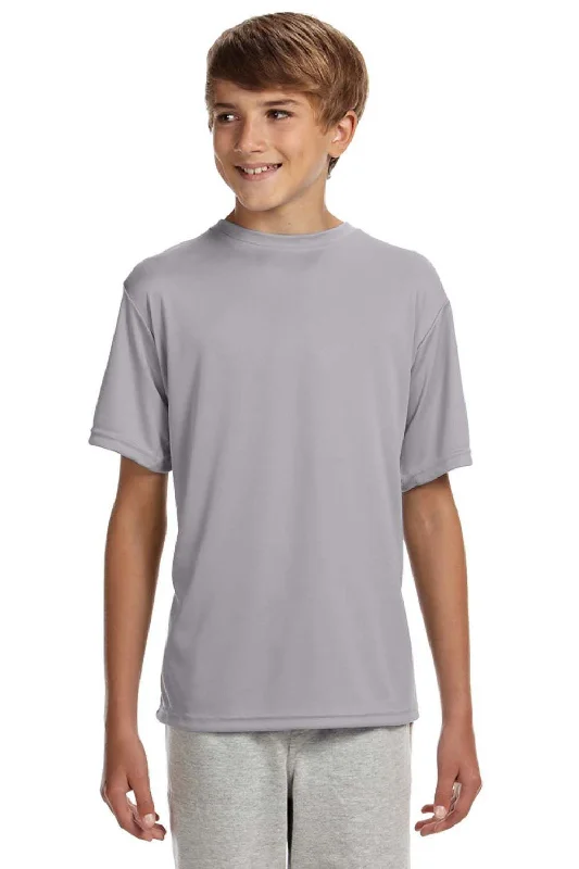 vibrant color tees -A4 Youth Performance Moisture Wicking Short Sleeve Crewneck T-Shirt - Silver Grey