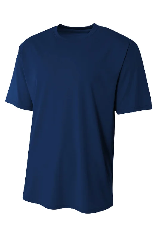 plus bold t-shirts -A4 Youth Sprint Performance Moisture Wicking Short Sleeve Crewneck T-Shirt - Navy Blue