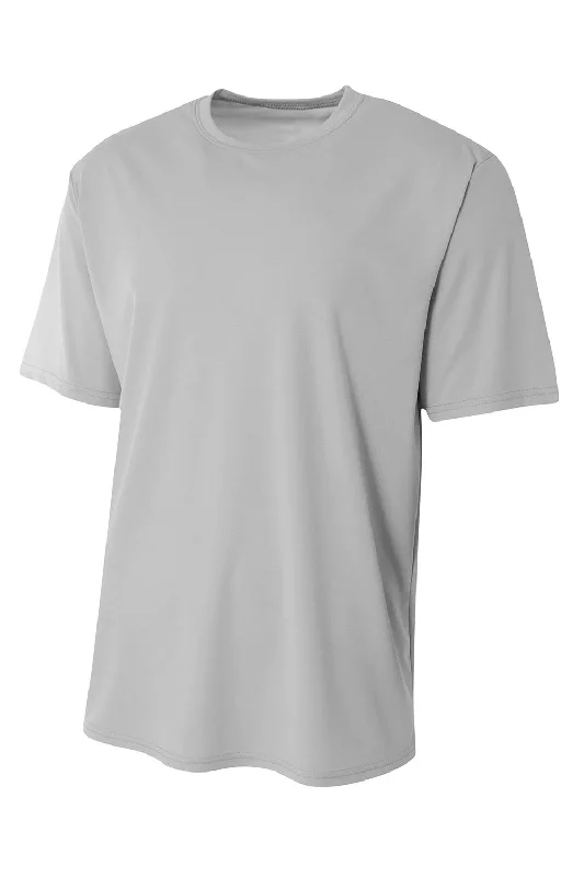 sleek bold t-shirts -A4 Youth Sprint Performance Moisture Wicking Short Sleeve Crewneck T-Shirt - Silver Grey