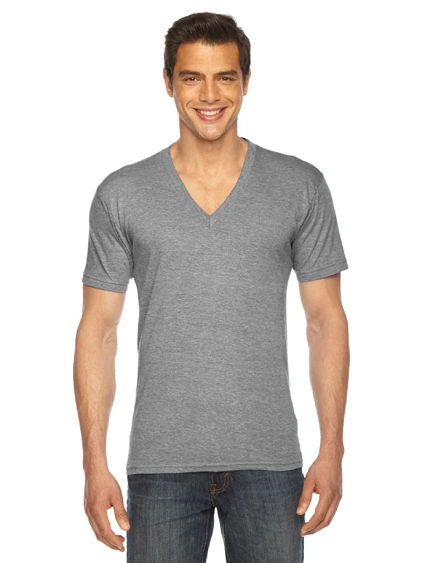 side flap t-shirts -American Apparel Unisex Triblend Short Sleeve V-Neck