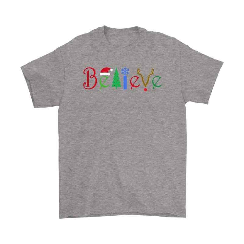 side flap t-shirts -BELIEVE Christmas Design Unisex T-Shirt