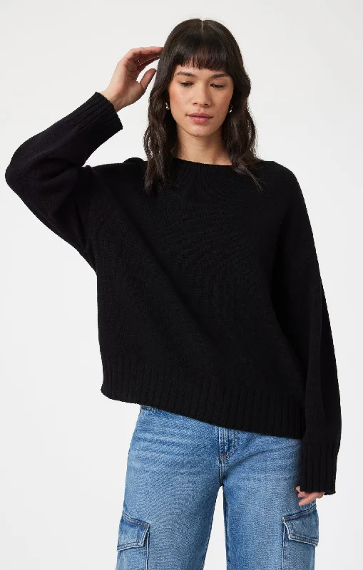 twin matching t-shirts -BOAT NECK SWEATER IN BLACK