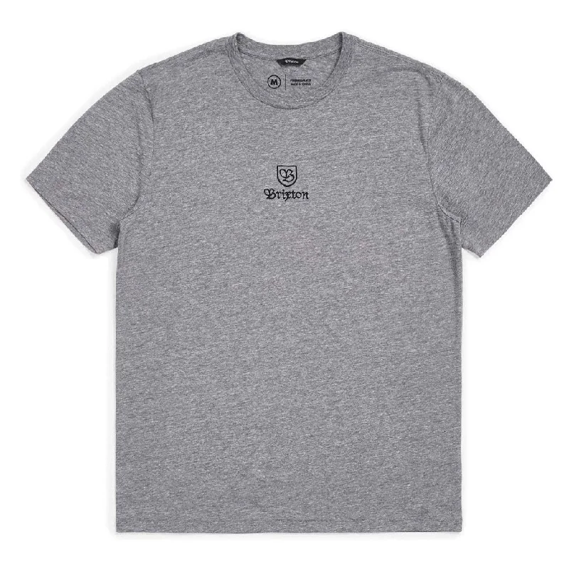 flared sleeve t-shirts -Brixton Main Label Premium T-Shirt Heather Grey