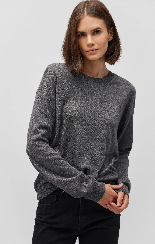 sport soft t-shirts -CREW NECK SWEATER IN MID GREY MELANGE