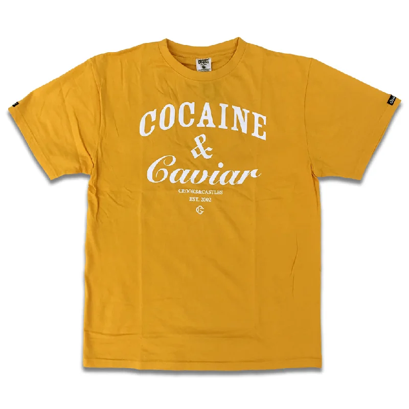 orchid soft t-shirts -Crooks & Castles Cocaine and Caviar T-shirt Gold