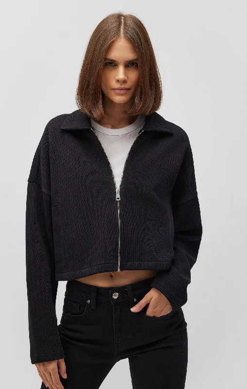 heavy stripe t-shirts -CROPPED FULL ZIP JACKET