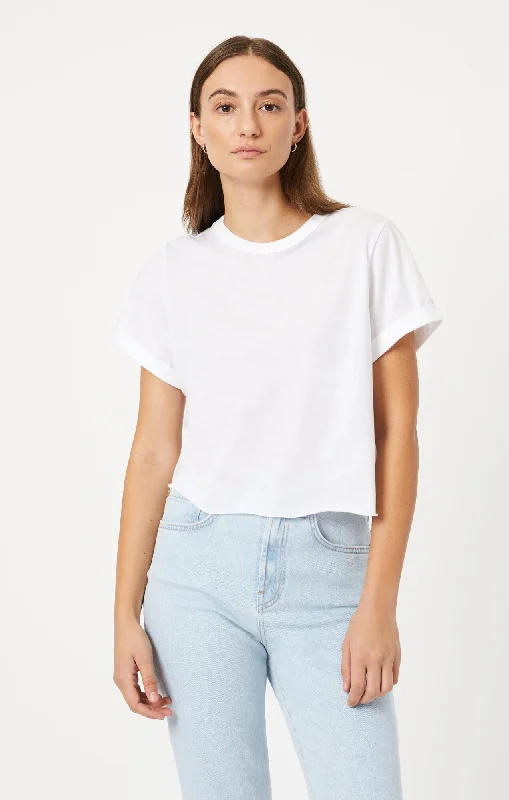 flap pocket t-shirts -CROPPED T-SHIRT IN WHITE