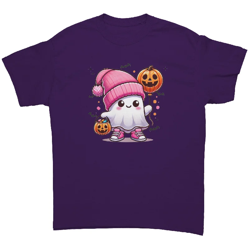 mauve dusk t-shirts -Cute Pink Hat Ghost Halloween Unisex T-Shirt