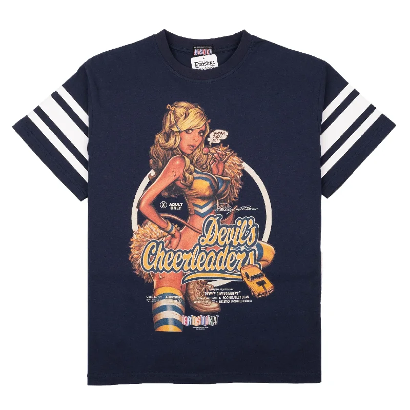 khaki retro t-shirts -Devil's Cheerleaders T-Shirt - Navy