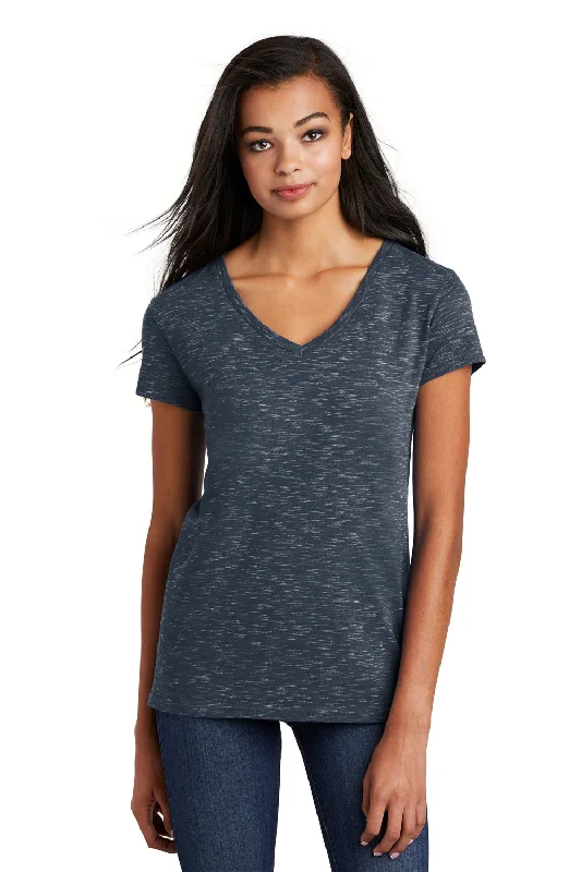 light drape t-shirts -District Womens Medal Short Sleeve V-Neck T-Shirt - New Navy Blue - Closeout