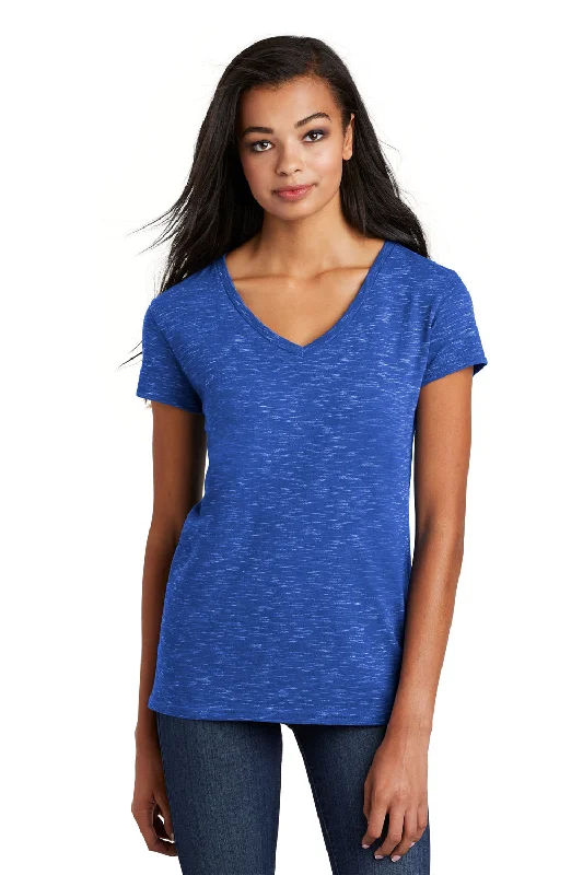 mid-length sleeve t-shirts -District Womens Medal Short Sleeve V-Neck T-Shirt - Deep Royal Blue - Closeout