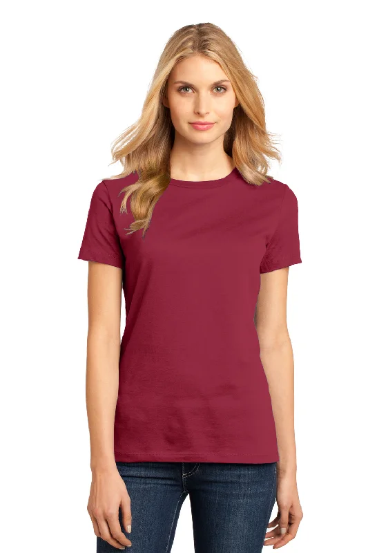 maxi length t-shirts -District Womens Perfect Weight Short Sleeve Crewneck T-Shirt - Sangria Red