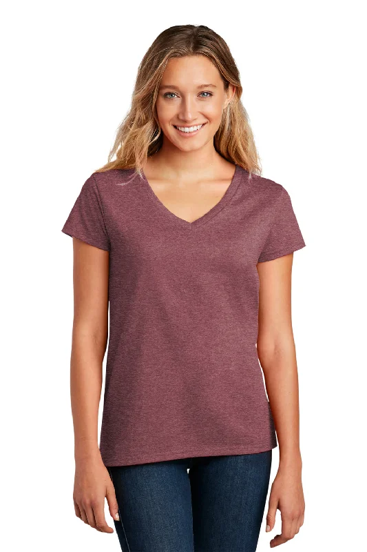 plus graphic t-shirts -District Womens Re-Tee Short Sleeve V-Neck T-Shirt - Heather Maroon