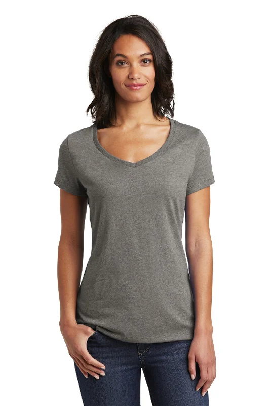 linen white t-shirts -District Womens Very Important Short Sleeve V-Neck T-Shirt - Grey Frost