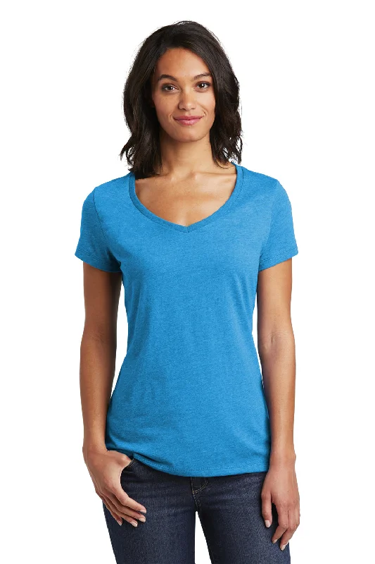 squad uniform t-shirts -District Womens Very Important Short Sleeve V-Neck T-Shirt - Heather Bright Turquoise Blue - Closeout