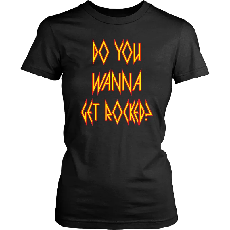 umber brown t-shirts -DO YOU WANNA GET ROCKED? Def Leppard Women's T-Shirt