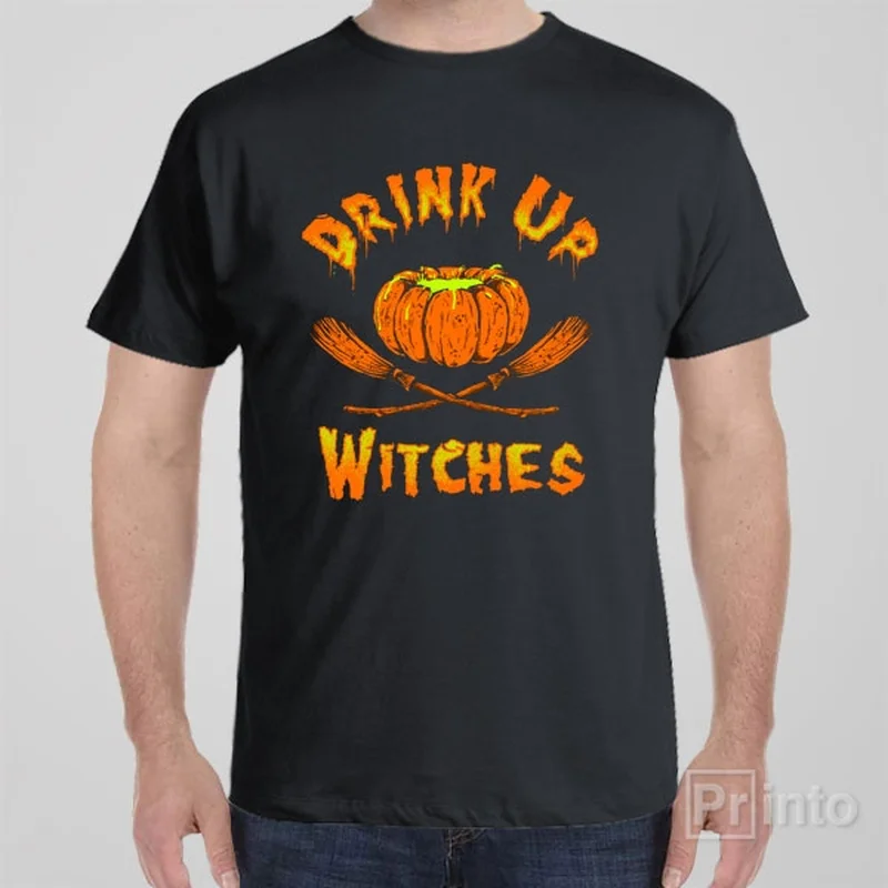 khaki soft t-shirts -Drink up witches - T-shirt