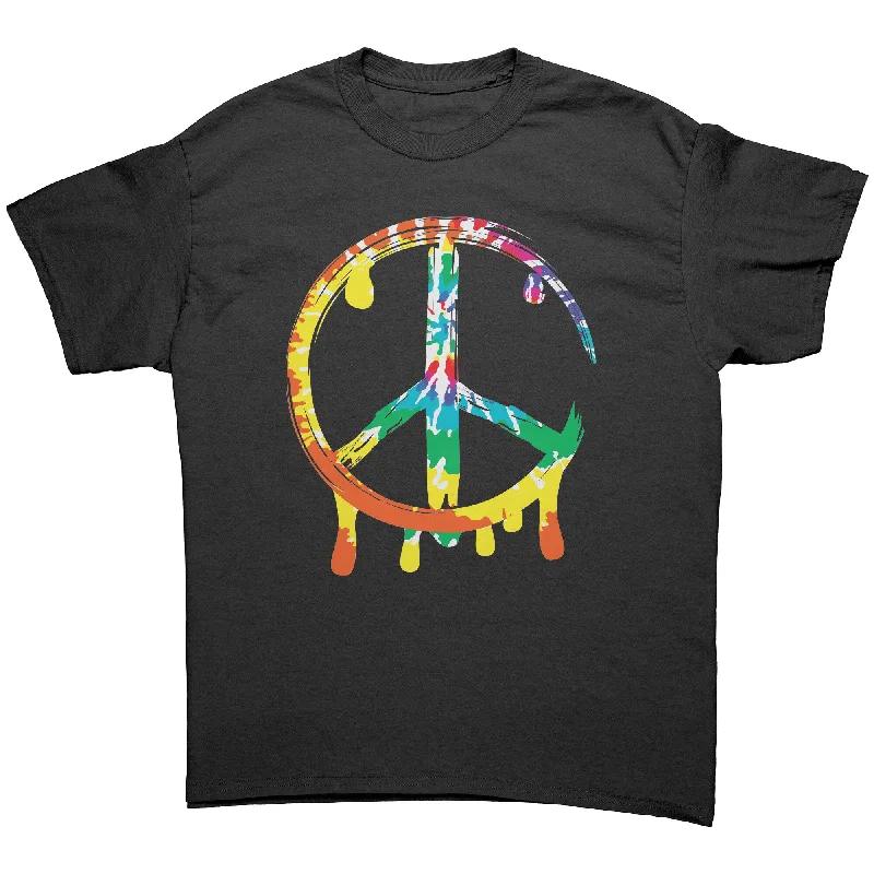 everyday wear t-shirts -Dripping Tie Dye Paint PEACE Sign Unisex T-Shirt