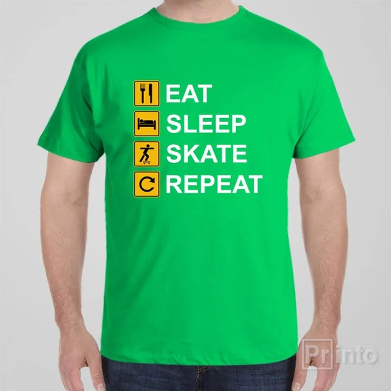 gothic black t-shirts -Eat Sleep Skate Repeat - T-shirt