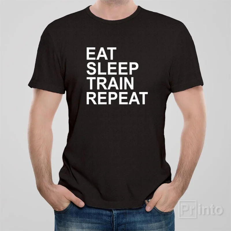 chunky stripe t-shirts -Eat. Sleep. Train. Repeat. - T-shirt