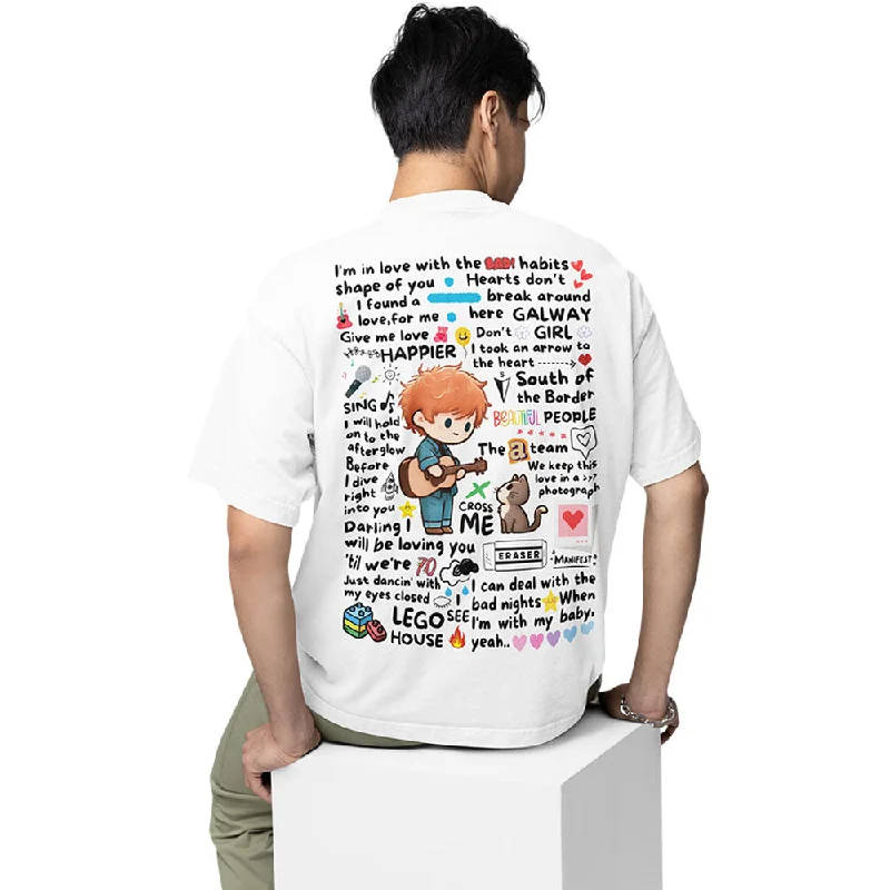 geometric pattern t-shirts -Ed Sheeran Oversized T shirt - Doodle