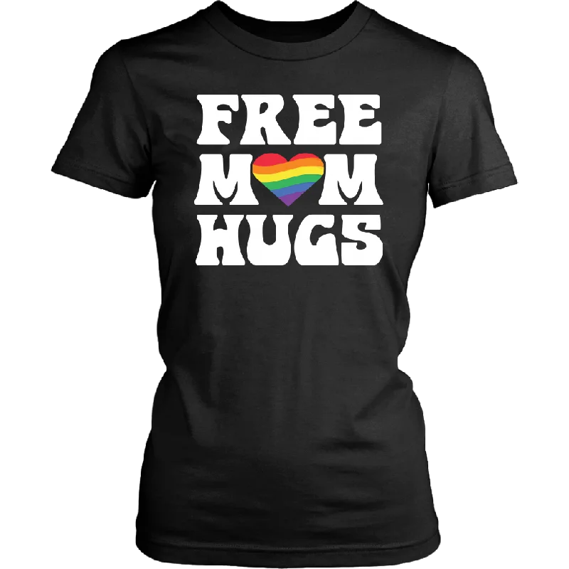 wave stripe t-shirts -FREE MOM HUGS Pride LGBTQ Women's Short Sleeve T-Shirt