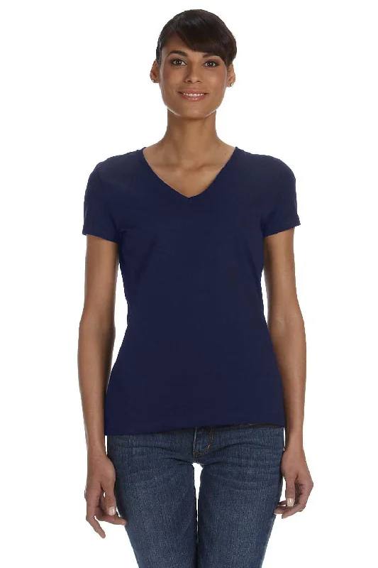 turtleneck t-shirts -Fruit Of The Loom Womens HD Jersey Short Sleeve V-Neck T-Shirt - Navy Blue