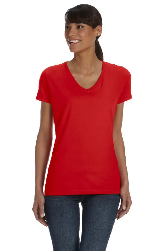 walnut brown t-shirts -Fruit Of The Loom Womens HD Jersey Short Sleeve V-Neck T-Shirt - True Red