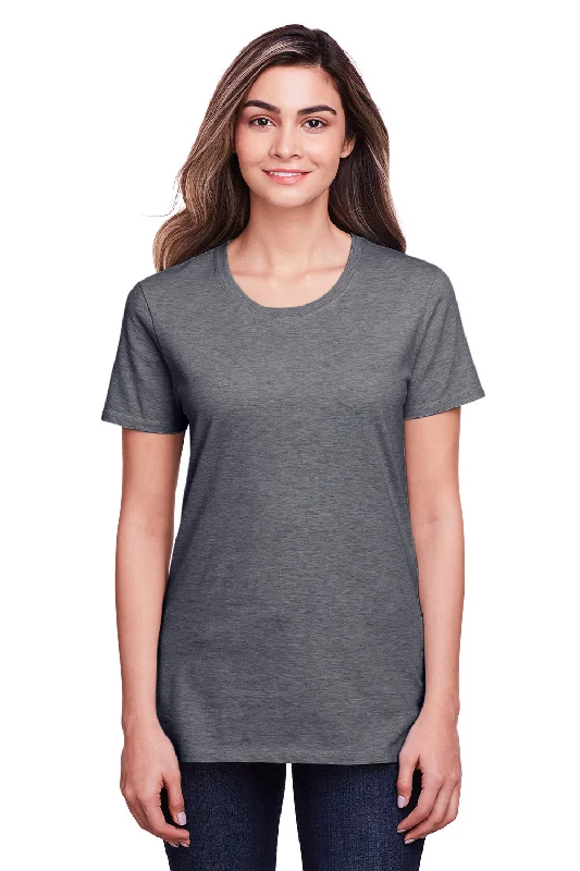 storm blue t-shirts -Fruit Of The Loom Womens Iconic Short Sleeve Crewneck T-Shirt - Heather Charcoal Grey