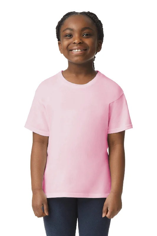 rolled hem t-shirts -Gildan Youth Softstyle Short Sleeve Crewneck T-Shirt - Light Pink