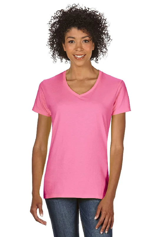 oversized logo t-shirts -Gildan Womens Short Sleeve V-Neck T-Shirt - Azalea Pink