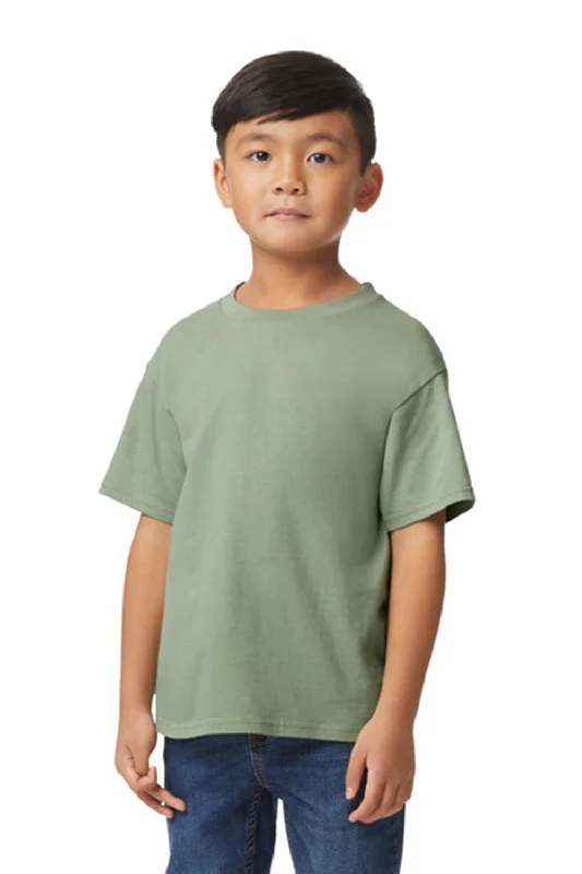 open neck t-shirts -Gildan Youth Softstyle Short Sleeve Crewneck T-Shirt - Sage Green