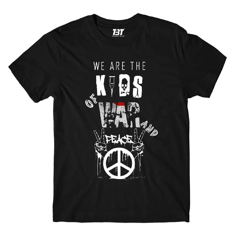 slit neck t-shirts -Green Day T shirt - Kids Of War And Peace