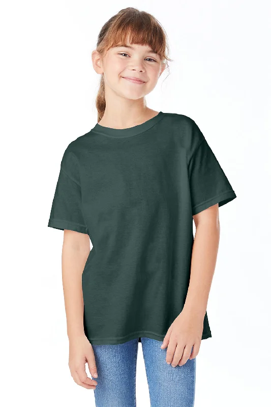 maternity retro t-shirts -Hanes Youth ComfortSoft Short Sleeve Crewneck T-Shirt - Athletic Dark Green