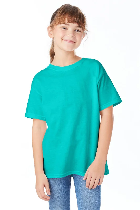 wide block t-shirts -Hanes Youth ComfortSoft Short Sleeve Crewneck T-Shirt - Athletic Teal Green