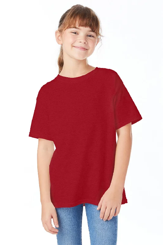 olive dusk t-shirts -Hanes Youth ComfortSoft Short Sleeve Crewneck T-Shirt - Heather Pepper Red - Closeout