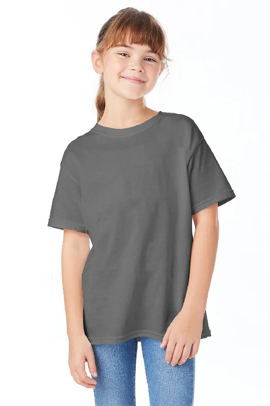 snow white t-shirts -Hanes Youth ComfortSoft Short Sleeve Crewneck T-Shirt - Smoke Grey