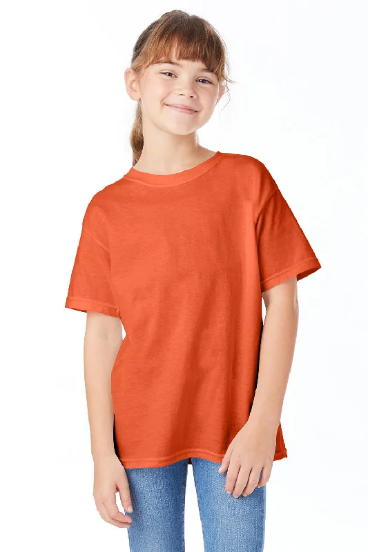 slit neck t-shirts -Hanes Youth ComfortSoft Short Sleeve Crewneck T-Shirt - Texas Orange