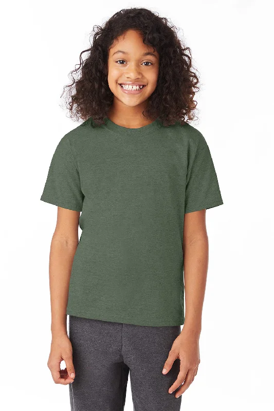 platinum print t-shirts -Hanes Youth EcoSmart Short Sleeve Crewneck T-Shirt - Heather Green