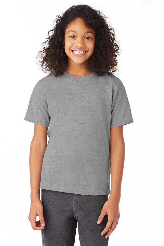 violet scoop neck t-shirts -Hanes Youth EcoSmart Short Sleeve Crewneck T-Shirt - Oxford Grey