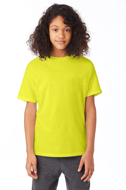 leopard print t-shirts -Hanes Youth EcoSmart Short Sleeve Crewneck T-Shirt - Safety Green