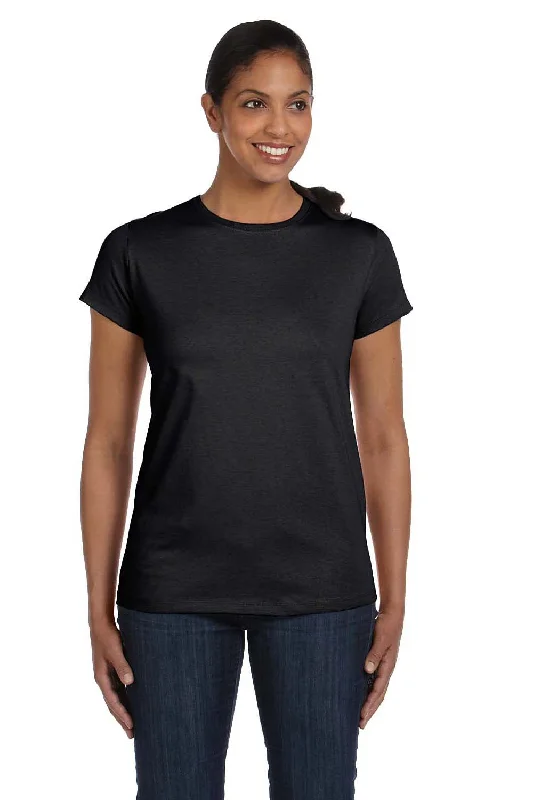 sweat-wicking t-shirts -Hanes Womens ComfortSoft Short Sleeve Crewneck T-Shirt - Black - Closeout