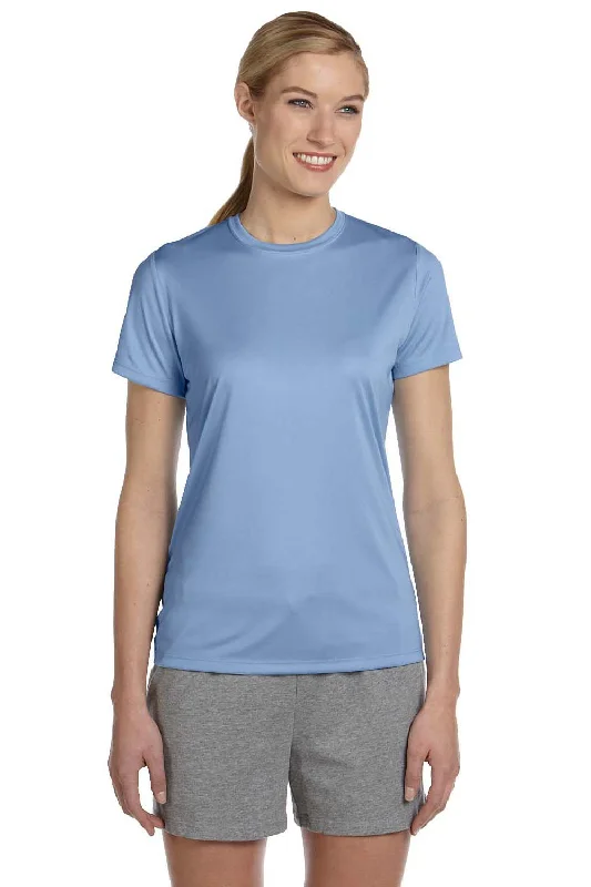 breezy beach t-shirts -Hanes Womens Cool DRI FreshIQ Moisture Wicking Short Sleeve Crewneck T-Shirt - Light Blue