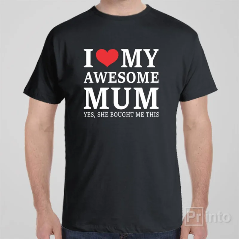 navy mist t-shirts -I love my awesome mum - T-shirt