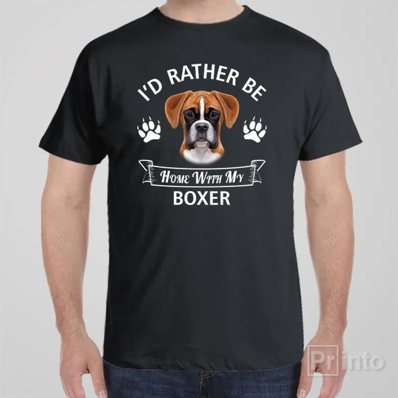 twilight blue t-shirts -I'd rather stay home with my Boxer - T-shirt