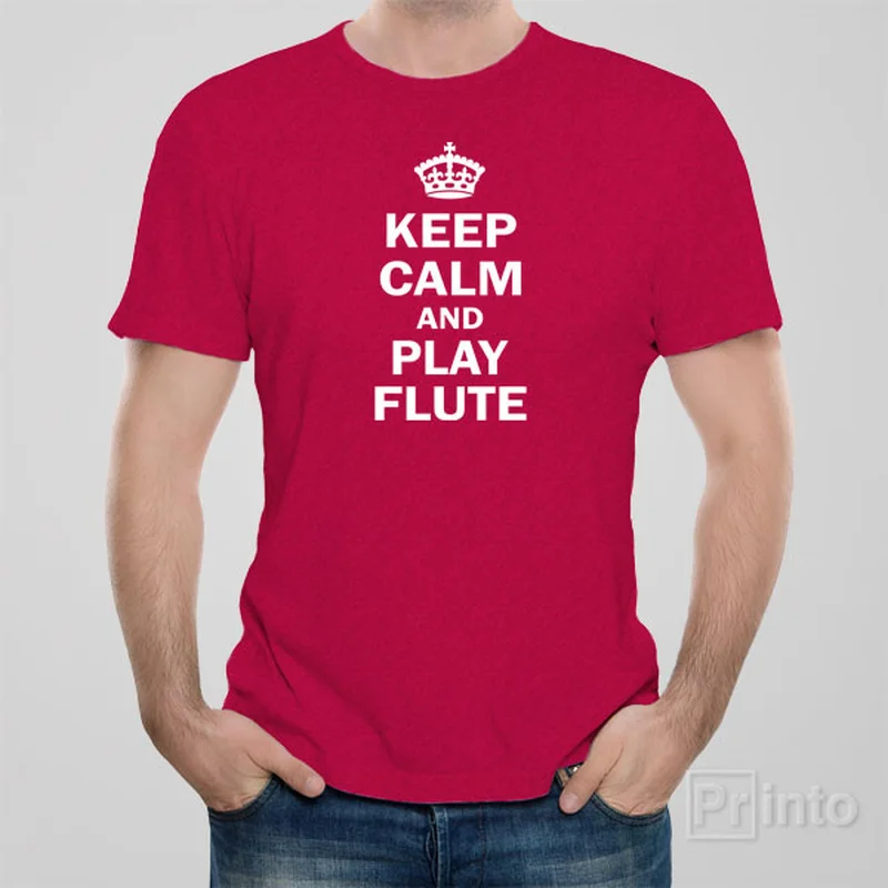 walnut retro t-shirts -Keep calm and play flute T-shirt