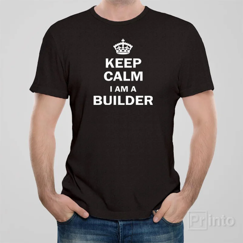 slim graphic t-shirts -Keep calm I am a builder T-shirt